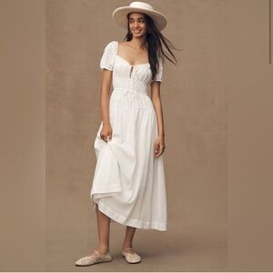 Reformation Rhett Midi Cotton Dress in White Cottagecore | size 2